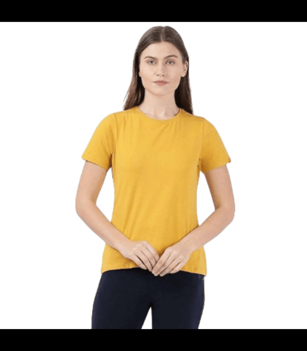 Luxe Yellow Women's Cotton Round Neck Half Sleeve T-shirt