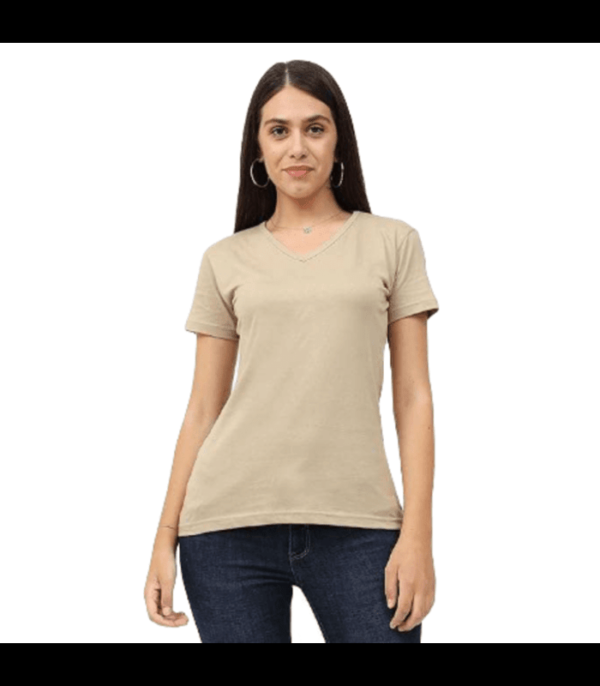 Luxe Cream Women's Cotton Round Neck Half Sleeve T-shirt