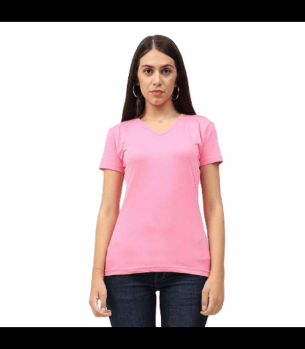 Womens-Cotton-PINK-Plain-Round-Neck-Half-Sleeve-T-Shirt