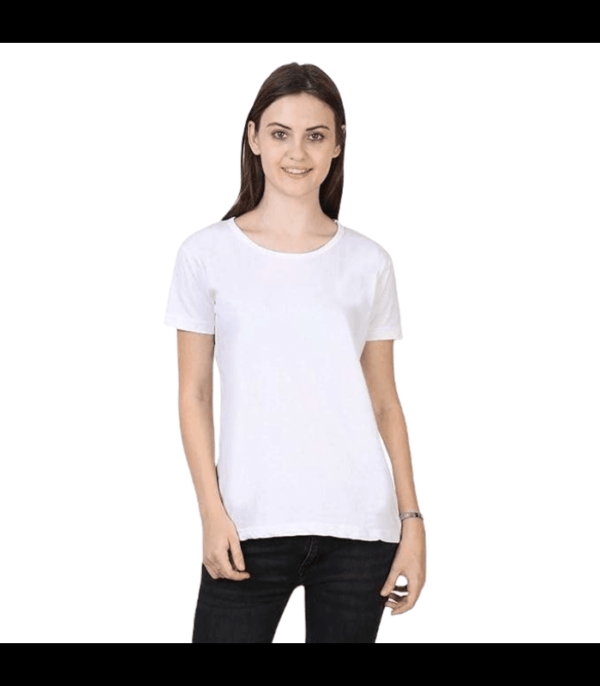 Womens-Cotton-White-Plain-Round-Neck-Half-Sleeve-T-Shirt