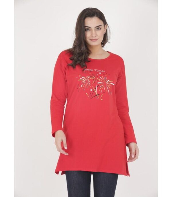 Cotton Printed Full Sleeves Round Neck Regular Fit T-Shirt