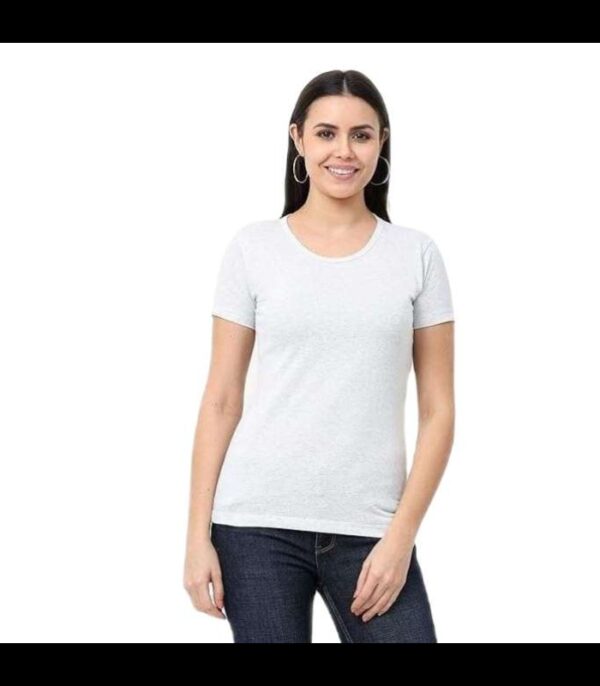Luxe White Women's Cotton Round Neck Half Sleeve T-shirt